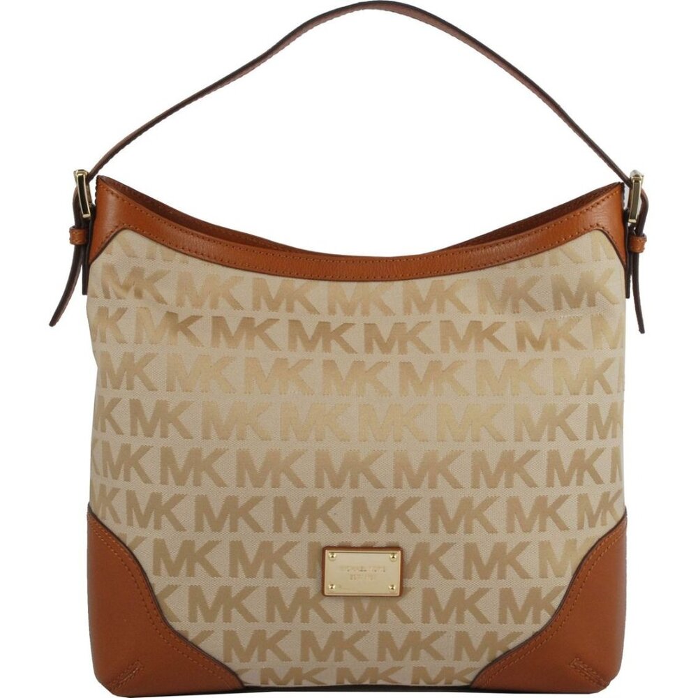 Michael Kors Millbrook Signature Logo Large Shoulder Bag Luggage Brown /…